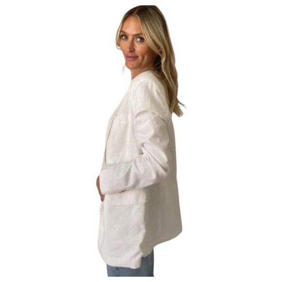 ZARA Blazer BASIC Cream Viscose/Linen Blazer Size M - Picture 7 of 7